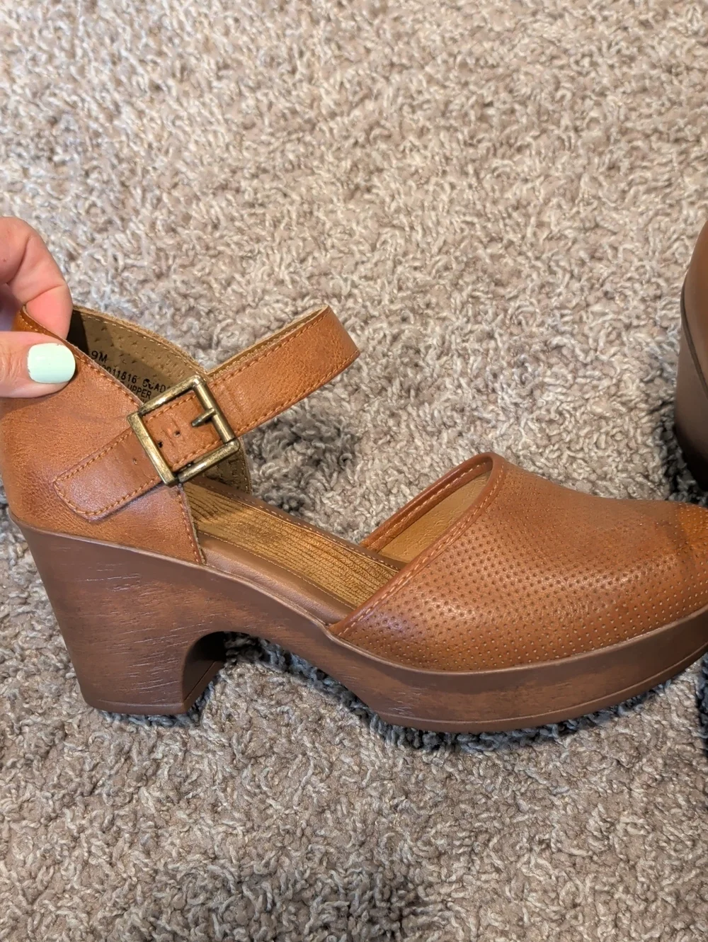 b.o.c. Women's Tan Mary Jane Clogs